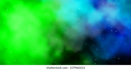 Light Blue, Green vector template with neon stars. Blur decorative design in simple style with stars. Design for your business promotion.