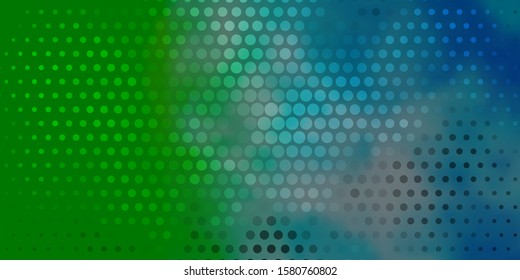 Light Blue, Green vector template with circles. Glitter abstract illustration with colorful drops. New template for a brand book.