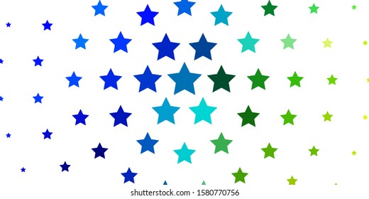 Light Blue, Green vector template with neon stars. Shining colorful illustration with small and big stars. Pattern for wrapping gifts.