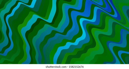 Light Blue, Green vector template with wry lines. Colorful abstract illustration with gradient curves. Smart design for your promotions.