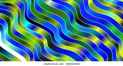 Light Blue, Green vector template with curves. Colorful abstract illustration with gradient curves. Smart design for your promotions.