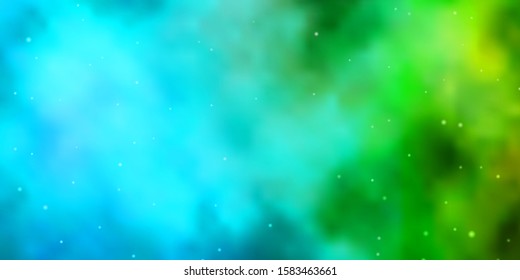 Light Blue, Green vector template with neon stars. Colorful illustration with abstract gradient stars. Best design for your ad, poster, banner.