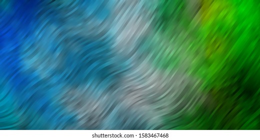 Light Blue, Green vector template with wry lines. Colorful illustration in abstract style with bent lines. Pattern for websites, landing pages.
