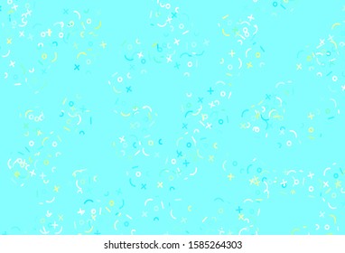 Light Blue, Green vector template with math simbols. Modern geometrical illustration with numerals. Best design a poster, banner of a math college.