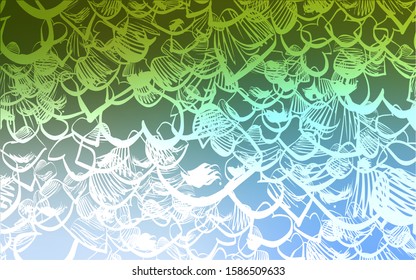Light Blue, Green vector template with doodle hearts. Blurred decorative design in doodle style with hearts. Template for Valentine's greeting postcards.