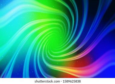 Light Blue, Green vector template with space stars. Glitter abstract illustration with colorful cosmic stars. Smart design for your business advert.