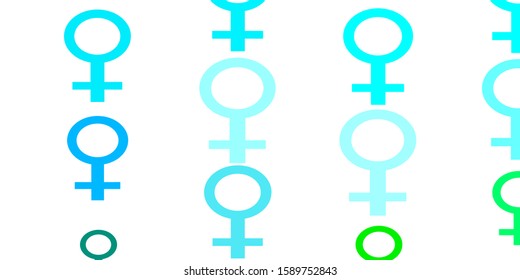 Light Blue, Green vector template with businesswoman signs. Colorful illustration with gradient feminism shapes. Elegant background for websites.