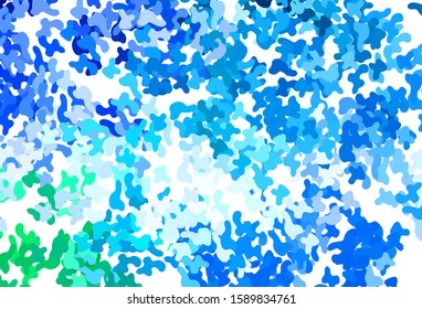 Light Blue, Green vector template with chaotic shapes. Decorative design in abstract style with random forms. Elegant design for wallpapers.