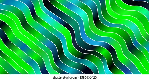 Light Blue, Green vector template with curves. Colorful geometric sample with gradient curves.  Design for your business promotion.