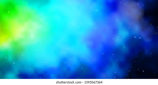 Light Blue, Green vector template with neon stars. Colorful illustration in abstract style with gradient stars. Theme for cell phones.