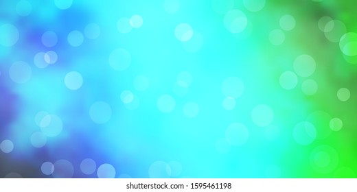 Light Blue, Green vector template with circles. Abstract colorful disks on simple gradient background. Pattern for websites.