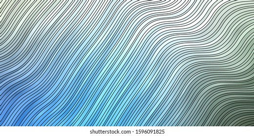 Light Blue, Green vector template with curved lines. Brand new colorful illustration with bent lines. Pattern for booklets, leaflets.