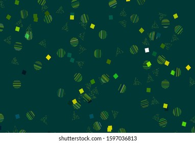Light Blue, Green vector template with crystals, circles, squares. Abstract illustration with colorful dots, lines, cubes. Pattern for booklets, leaflets