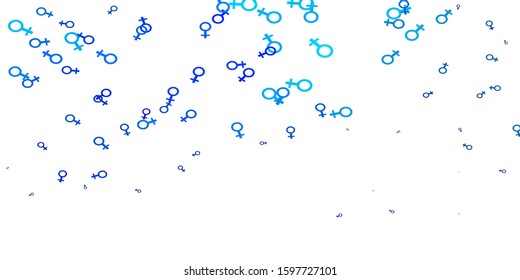 Light Blue, Green vector template with businesswoman signs. Illustration with signs of women's strength and power. New design for your web apps.