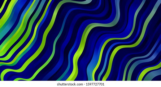 Light Blue, Green vector template with curved lines. Colorful illustration with curved lines. Best design for your posters, banners.