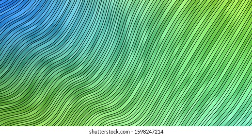 Light Blue, Green vector template with wry lines. Brand new colorful illustration with bent lines. Pattern for commercials, ads.