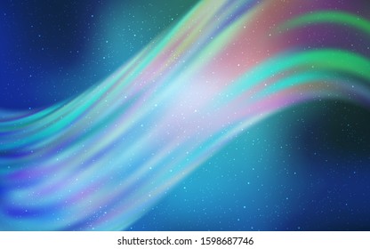 Light Blue, Green vector template with space stars. Glitter abstract illustration with colorful cosmic stars. Pattern for futuristic ad, booklets.