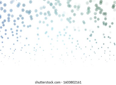 Light Blue, Green vector template with ice snowflakes. Modern geometrical abstract illustration with snowflakes. Pattern for new year leaflets.