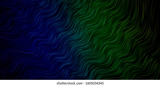 Light Blue, Green vector template with curved lines. Colorful geometric sample with gradient curves.  Pattern for booklets, leaflets.