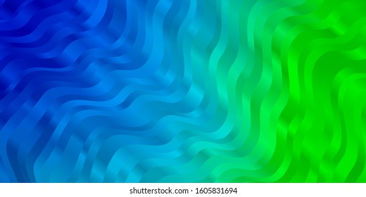 Light Blue, Green vector template with curves. Colorful illustration in circular style with lines. Template for cellphones.