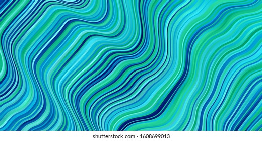Light Blue, Green vector template with curved lines. Illustration in abstract style with gradient curved.  Pattern for business booklets, leaflets