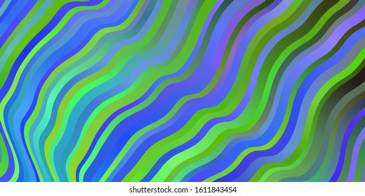 Light Blue, Green vector template with curves. Colorful illustration, which consists of curves. Pattern for commercials, ads.