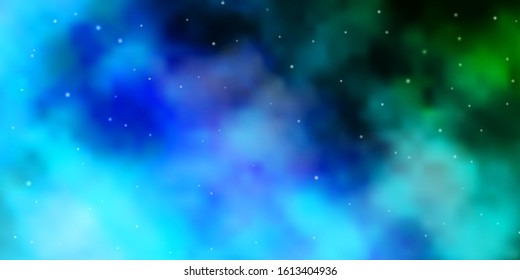 Light Blue, Green vector template with neon stars. Colorful illustration with abstract gradient stars. Design for your business promotion.