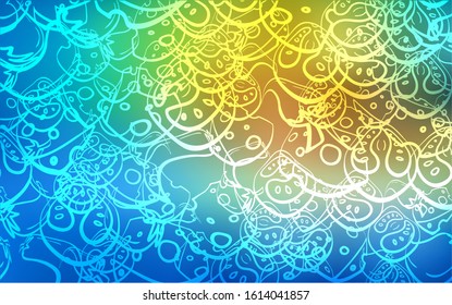 Light Blue, Green vector template with organic meal. Illustration with set of fresh food in doodle style. Pattern for ad, booklets, leaflets of restaurants.