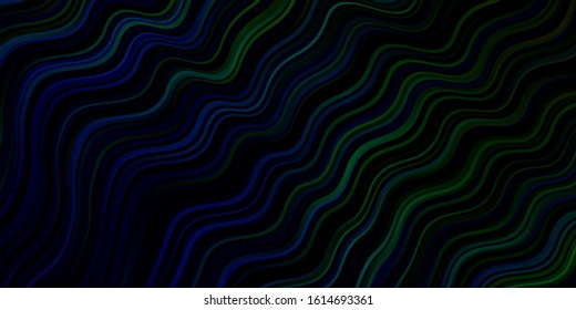 Light Blue, Green vector template with wry lines. Bright illustration with gradient circular arcs. Template for cellphones.