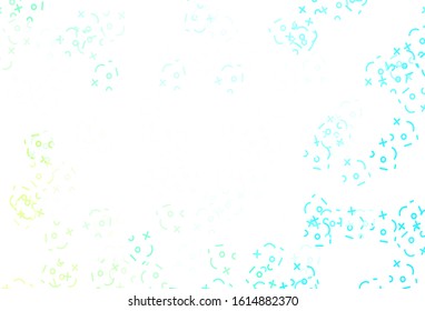 Light Blue, Green vector template with math simbols. Modern geometrical illustration with numerals. Best design a poster, banner of a math college.
