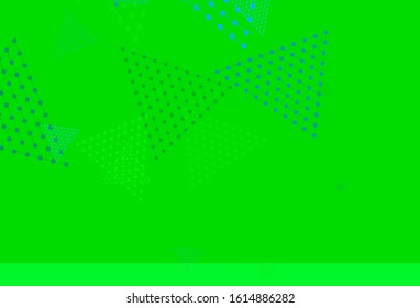 Light Blue, Green vector template with crystals, circles. Modern abstract illustration with colorful dots, lines. Best design for poster, banner.