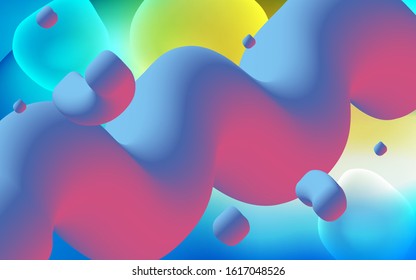 Light Blue, Green vector template with lines, ovals. Colorful illustration in abstract memphis style with gradient. New composition for your brand book.