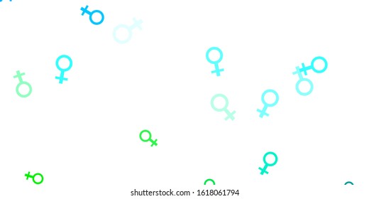 Light Blue, Green vector template with businesswoman signs. Simple design in abstract style with women’s rights activism. Best design to show the power of women.