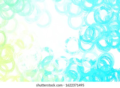 Light Blue, Green vector template with circles. Glitter abstract illustration with blurred drops of rain. Design for your business advert.