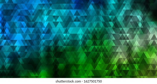 Light Blue, Green vector template with lines, triangles. Modern gradient illustration with colorful triangles. Template for landing pages.