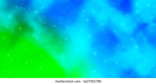 Light Blue, Green vector template with neon stars. Decorative illustration with stars on abstract template. Best design for your ad, poster, banner.