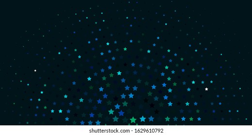 Light Blue, Green vector template with neon stars. Modern geometric abstract illustration with stars. Pattern for websites, landing pages.