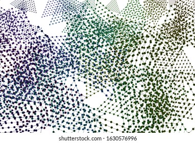 Light Blue, Green vector template with crystals, circles. Modern abstract illustration with colorful dots, lines. Pattern for websites.