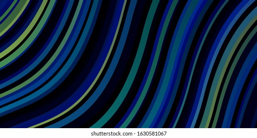 Light Blue, Green vector template with curves. Colorful illustration in circular style with lines. Pattern for websites, landing pages.