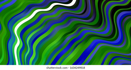 Light Blue, Green vector template with curved lines. Illustration in abstract style with gradient curved.  Design for your business promotion.