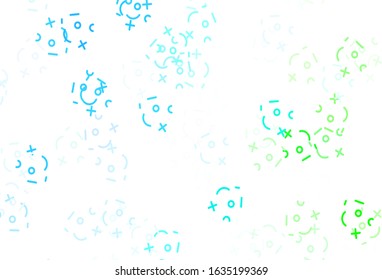 Light Blue, Green vector template with math simbols. Illustration with Numeral symbols on abstract template. Pattern for posters, banners of math books.