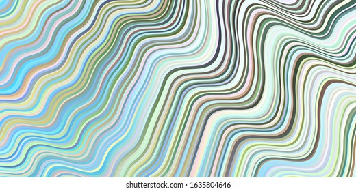Light Blue, Green vector template with curved lines. Creative illustration in halftone style with gradient. A completely new design for your business.