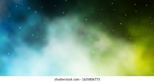 Light Blue, Green vector template with neon stars. Modern geometric abstract illustration with stars. Pattern for new year ad, booklets.