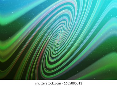 Light Blue, Green vector template with space stars. Space stars on blurred abstract background with gradient. Smart design for your business advert.