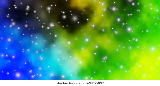 Light Blue, Green vector template with neon stars. Blur decorative design in simple style with stars. Pattern for wrapping gifts.