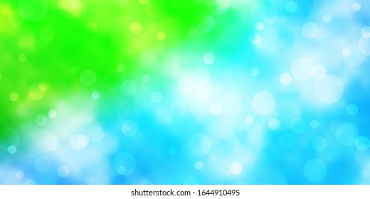Light Blue, Green vector template with circles. Illustration with set of shining colorful abstract spheres. Pattern for business ads.