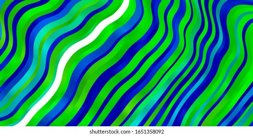 Light Blue, Green vector template with curved lines. Colorful illustration, which consists of curves. Pattern for websites, landing pages.