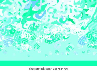 Plantilla vectorial verde, azul claro, con formas caóticas. Coloridas formas caóticas con degradado de estilo moderno. Fondo para un teléfono móvil.