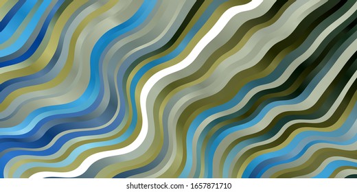 Light Blue, Green vector template with curves. Colorful geometric sample with gradient curves.  Template for your UI design.