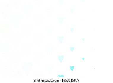 Light Blue, Green vector template with doodle hearts. Beautiful abstract hearts on colorful gradient background. Design for a business advert of anniversary.